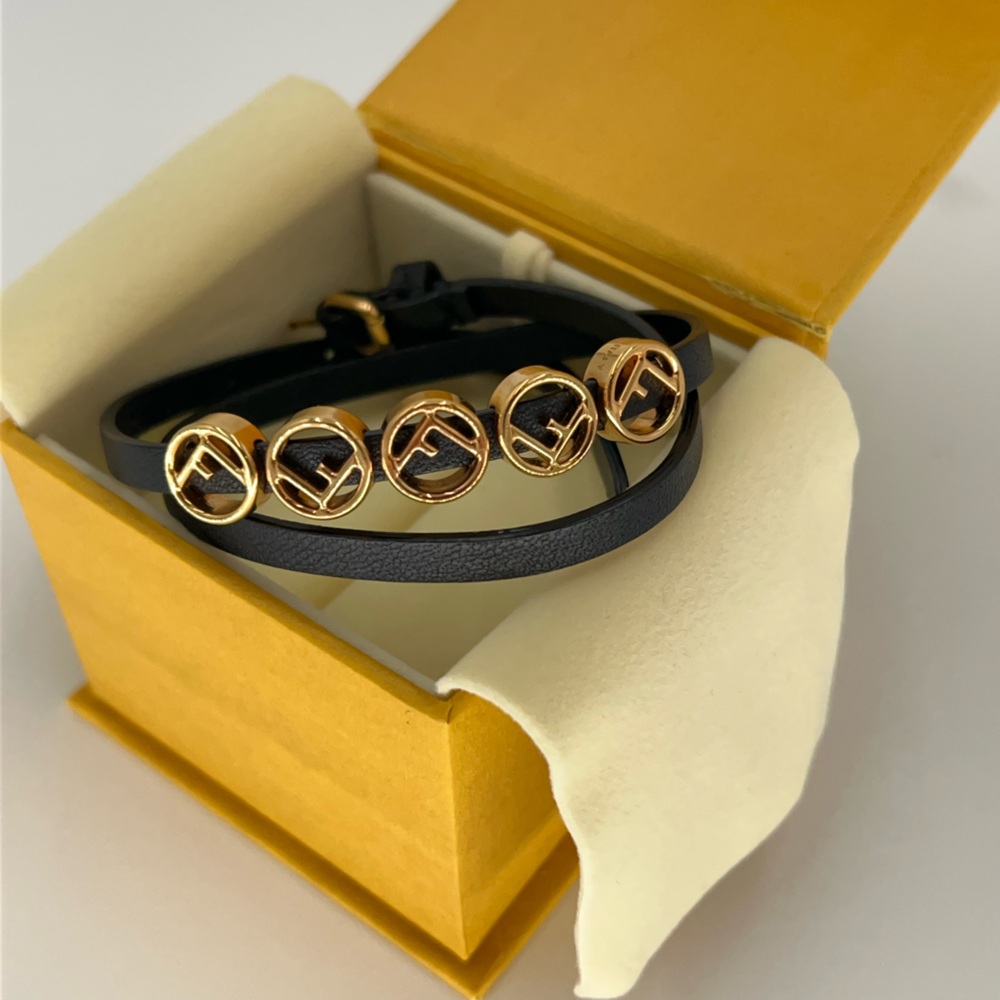 Fendi Black and Gold Logo Bracelet or Choker w/Box